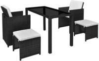 vidaXL 5-tlg. Garten-Essgruppe mit Auflagen Poly Rattan Schwarz