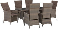 MERXX Garten-Essgruppe "Valencia" 6x verstellbare Relaxsessel, 1x Tisch 150x80...