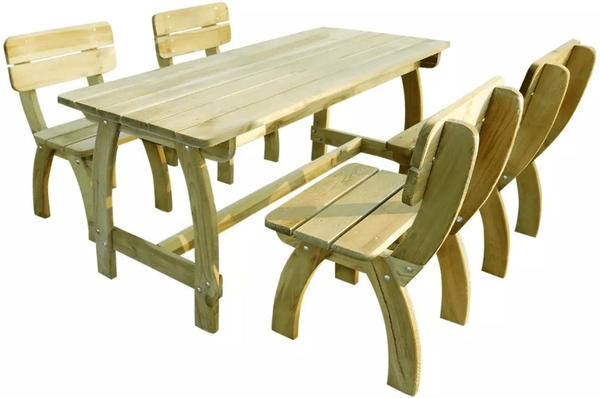 vidaXL Mesa y sillas de exterior 5 uds. madera
