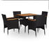 vidaXL Outdoor furniture 5 pcs poly-rattan and acacia black (46167)