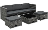 vidaXL 4-tlg. Garten-Lounge-Set mit Auflagen Poly Rattan Grau