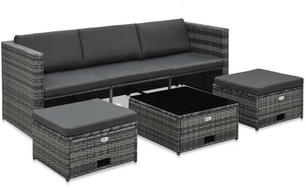 vidaXL Garten-Lounge-Set mit Auflagen Grau (48145)