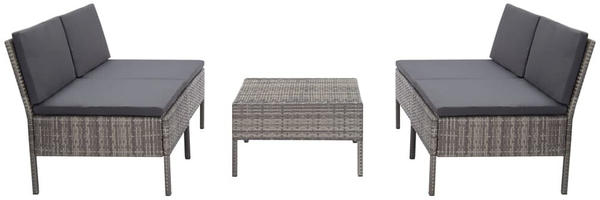 vidaXL Garden Set in Braided Resin With Cushions 5 Pieces Grey