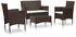 vidaXL Garden Set With Chairs and Table in Braided Resin Brown 4 Pieces
