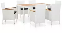 7-tlg. Garten-essgruppe Poly Rattan Wei&szlig; Vidaxl