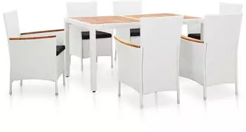 vidaXL Garden Set in Resin White (7 Pieces)