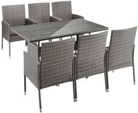 MERXX Garten-Essgruppe "Costa Rica" 6x Sessel, 1x Tisch 140x80 cm, inkl. Sitzkissen,