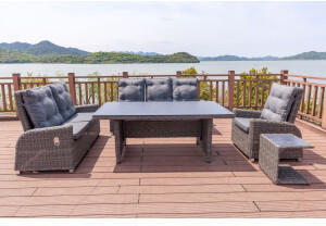 Outflexx Sitzgruppe grau Polyrattan Tisch 200 x 95 cm (18374)