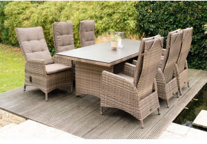 Plo&szlig; Elba champagner-meliert/savanna 200 x 95 cm Polyrattan/Alu 13-tlg. natur/beige (7200130)