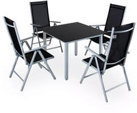 Gartenm&ouml;bel Set 4 St&uuml;hle Mit Tisch 90x90cm Aluminium Sicherheitsglas Wetterfest