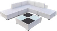 vidaXL 6-tlg. Garten-Lounge-Set mit Auflagen Poly Rattan Wei&szlig;