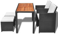 vidaXL 5-tlg. Garten-Essgruppe Poly Rattan Akazienholz Schwarz