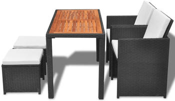 vidaXL Comedor exterior 11 pzs. ratán acacia negro