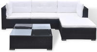 vidaXL 5-tlg. Garten-Lounge-Set mit Auflagen Poly Rattan Schwarz