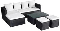 vidaXL 4-tlg. Garten-Lounge-Set mit Auflagen Poly Rattan Schwarz