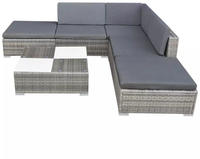 vidaXL 6-tlg. Garten-Lounge-Set mit Auflagen Poly Rattan Grau