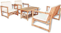 vidaXL 4-tlg. Garten-Lounge-Set mit Auflagen Bambus
