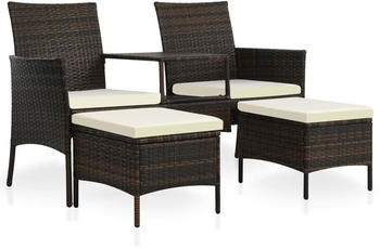 vidaXL Gartensofa-Set 7-tlg. Poly Rattan braun/wei&szlig; (44451)