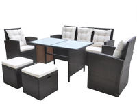 vidaXL 6-tlg. Garten-Essgruppe mit Kissen Poly Rattan Braun