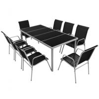 vidaXL 9-tlg. Garten-Essgruppe Stahl Schwarz