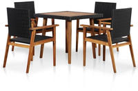 vidaXL 5-tlg. Garten-Essgruppe Poly Rattan Schwarz und Braun