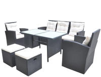 vidaXL 6-tlg. Garten-Essgruppe mit Kissen Poly Rattan Schwarz