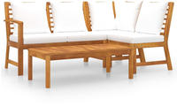 vidaXL 4-tlg. Garten-Lounge-Set mit Auflagen Creme Massivholz Akazie