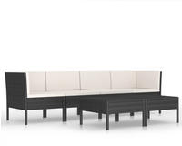 vidaXL 6-tlg. Garten-Lounge-Set mit Auflagen Poly Rattan Schwarz