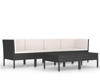 vidaXL 6-tlg. Lounge-Set mit Auflagen Poly Rattan schwarz (3056982)
