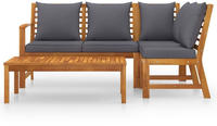 vidaXL 4-tlg. Garten-Lounge-Set mit Auflagen Massivholz Akazie