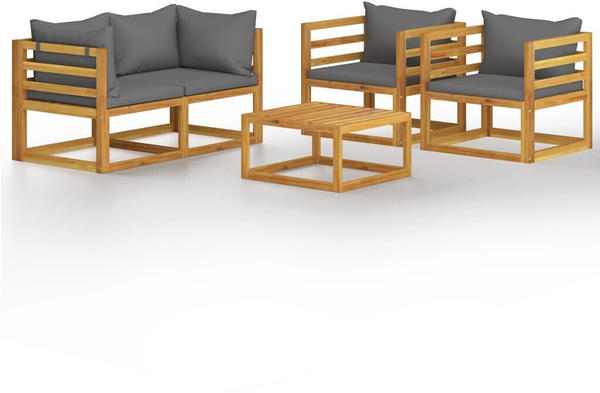 vidaXL 5-tlg. Garten-Lounge-Set mit Auflagen Massivholz Akazie (3057609)