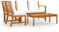 vidaXL 4-tlg. Garten-Lounge-Set mit Auflagen Creme Massivholz Akazie