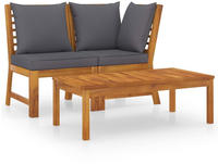 vidaXL 3-tlg. Garten-Lounge-Set mit Dunkelgrauem Kissen Akazienholz