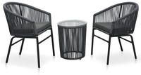 vidaXL 3-tlg. Bistro-Set mit Kissen PE-Rattan Grau
