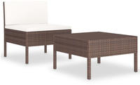 vidaXL 2-tlg. Garten-Lounge-Set mit Auflagen Poly Rattan Braun