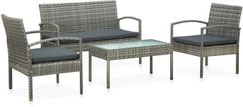 vidaXL 4-tlg. Lounge-Set inkl. Auflagen Polyrattan grau (45787)