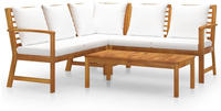 vidaXL 4-tlg. Garten-Lounge-Set mit Auflagen Creme Massivholz Akazie