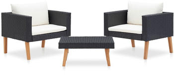 vidaXL 3-tlg. Lounge-Set inkl. Auflagen Polyrattan schwarz (310218)