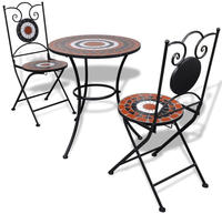vidaXL 3-tlg. Bistro-Set Keramik Terrakotta und Wei&szlig;