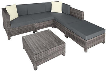 TecTake Rattan Lounge mit Aluminiumgestell inkl. Bezüge 64x72x64cm grau