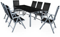 Gartenm&ouml;bel Set 8 St&uuml;hle Mit Tisch 190x90cm Aluminium Sicherheitsglas Wetterfest