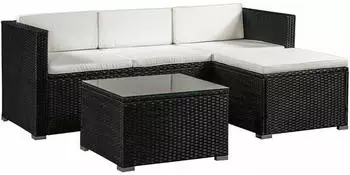 Juskys Punta Cana M Polyrattan schwarz/creme (200155)