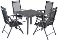 Casaria&reg; Gartenm&ouml;bel Set 4 St&uuml;hle Mit Wpc Tisch 80x80cm Aluminium Sicherheitsglas