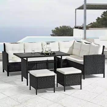 Juskys Manacor Polyrattan Lounge creme
