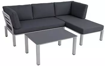 MWH Widoo Loungeecke 3-tlg. Aluminium/Polster Dunkelgrau/Hellgrau