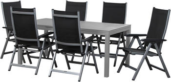 Kettler Basic Plus Esstischgarnitur 180/240x90cm silber/anthrazit