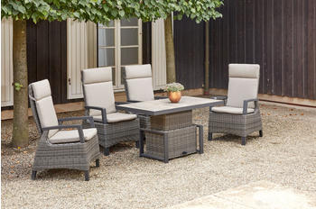 Siena Garden Corido Sitzgruppe Alu/Gardino-Geflecht 4 Diningsessel 130x75x47-71cm charcoal