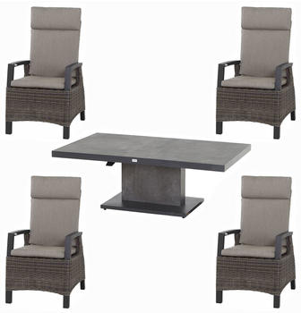 Siena Garden Corido/Bellani Loungeset Alu/Gardino-Geflecht 140x85cm 4 Dining Move Sessel charcoal/anthrazit/grau