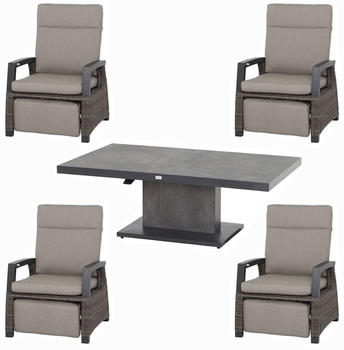 Siena Garden Corido/Bellani Loungeset Alu/Gardino-Geflecht 140x85cm 4 Relaxsessel charcoal/anthrazit/grau
