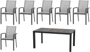 Siena Garden Silva/Velia Dining Set Alu/Ranotex-Gewebe/Keramik 160x90cm anthrazit/grau